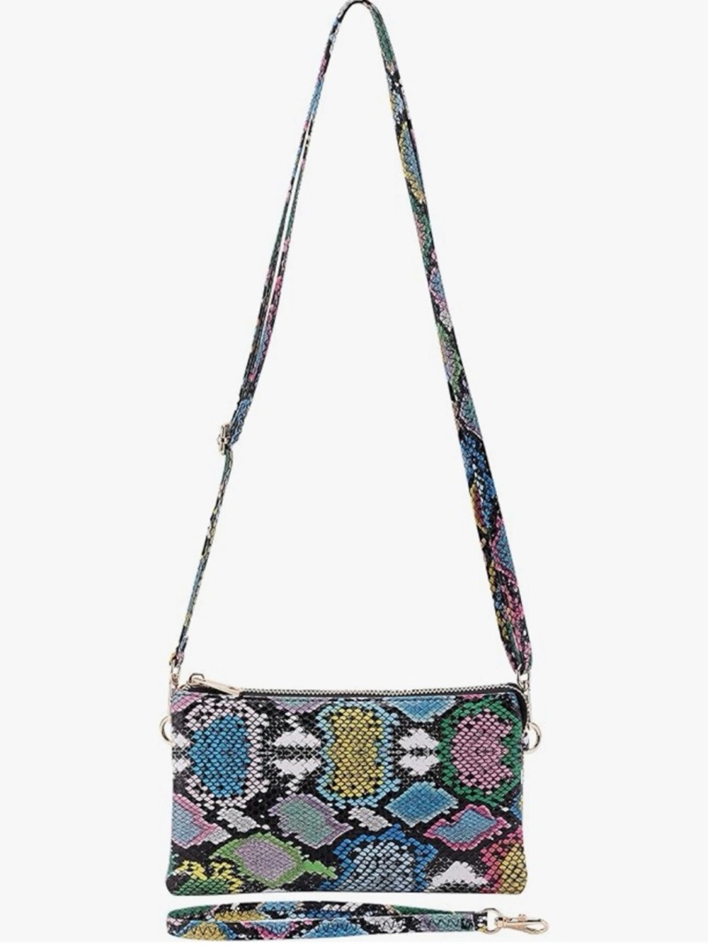 NWT BRENTANO Vegan Leather Multi-Pocket Crossbody Purse/Clutch Multi Python